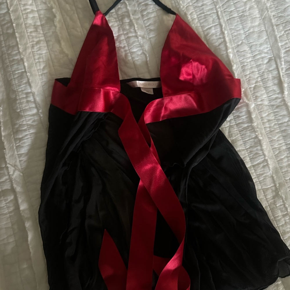 Red and Black Satin Lingerie Slip